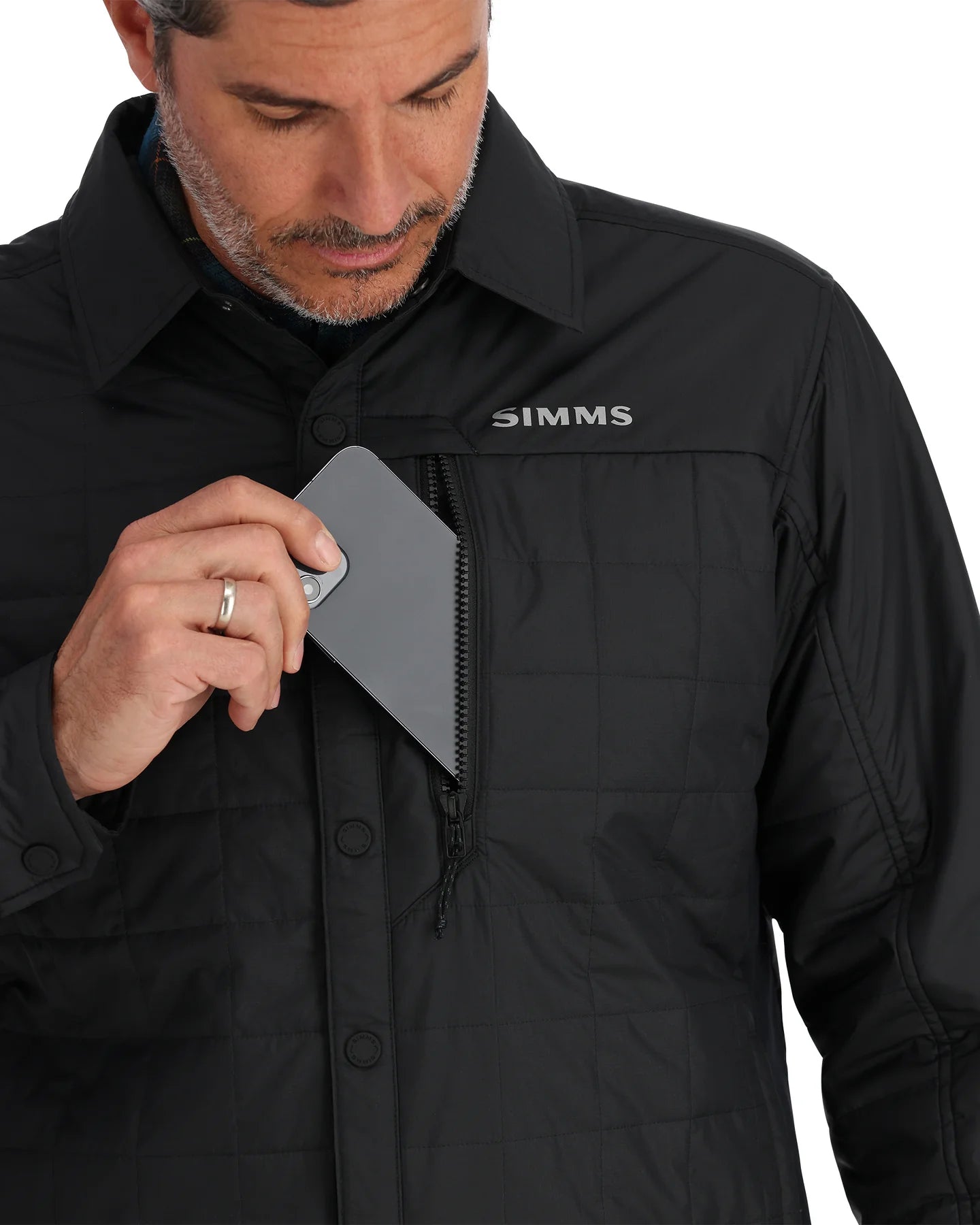 Simms Fall Run Hybrid Shacket - Black (w/Freestone Logo on Left Sleeve)
