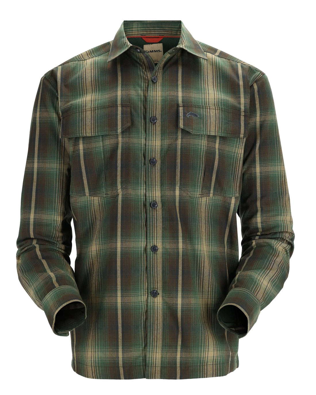Simms Men's Coldweather LS Shirt - Forest Hickory Plaid