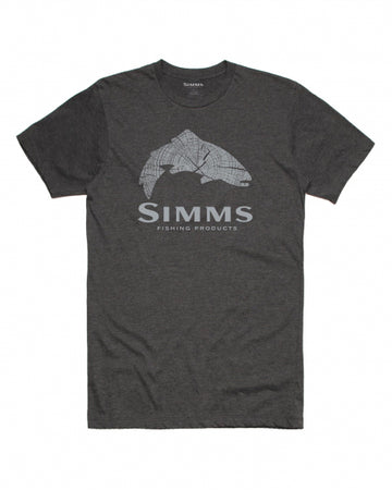 Simms Men's Wood Trout Filled T-Shirt Charcoal Heather