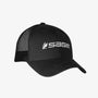 Sage Trucker Hat - Black with mesh back and adjustable snapback by Farbank Pros for fly fishing apparel at Freestone Fly Shop
